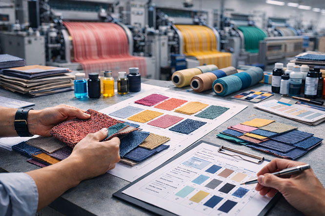 Textile factory fabric sampling and material development process