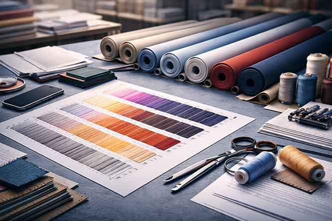 Fabric color swatch and sample development for custom textile sourcing