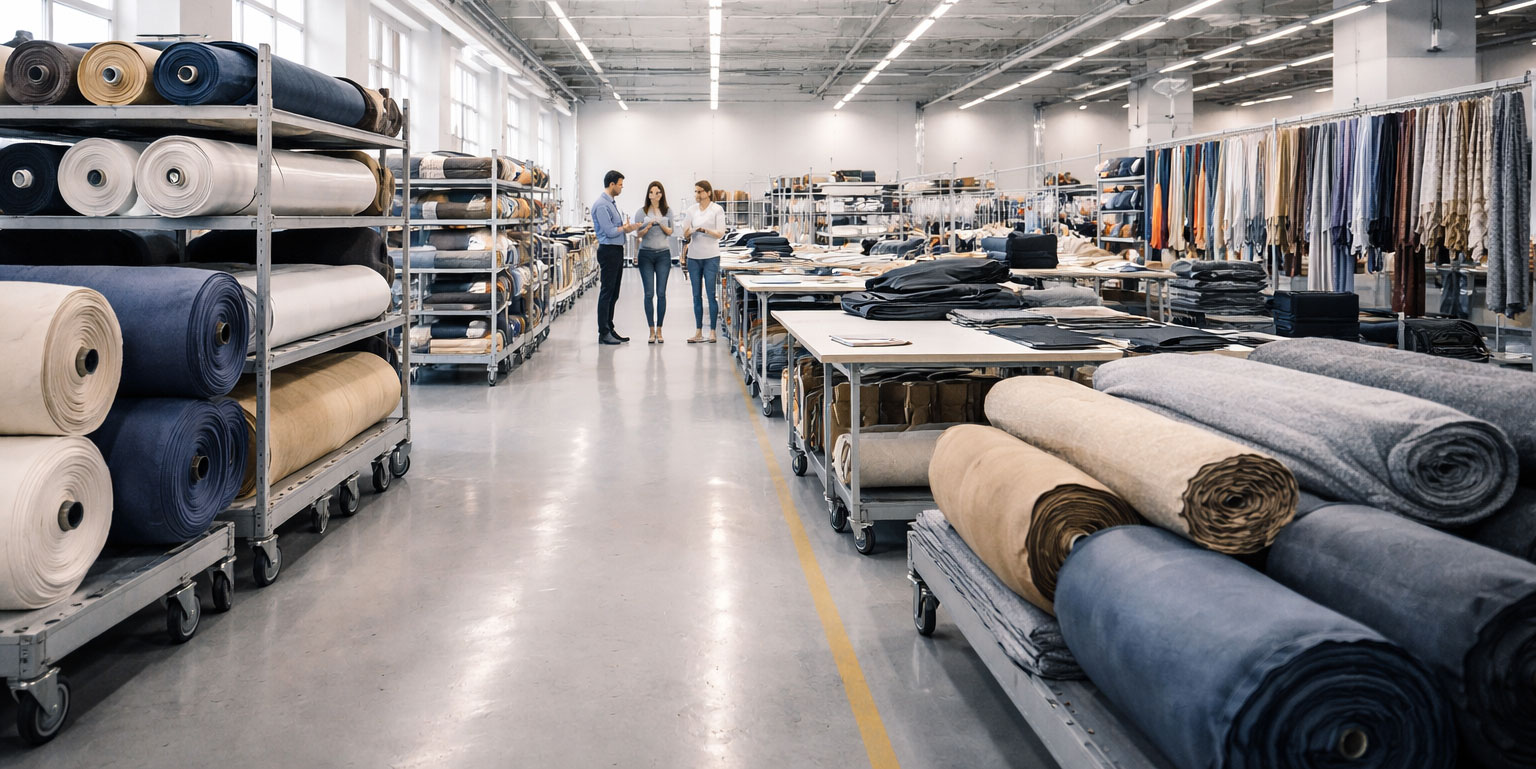 Minyoo Textile fabric warehouse: professional China fabric supplier facility with stocked textile rolls