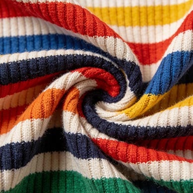 Striped ribbed knit fabric for garment production