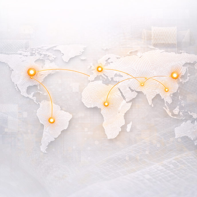 International market map: Minyoo Textile's global export network serving Europe, Asia and Africa markets