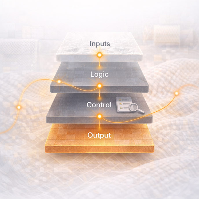 Fabric supply operating philosophy: process control model for reliable textile sourcing and production
