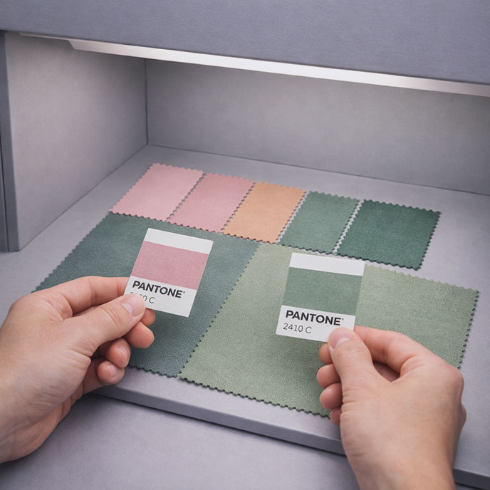 Color control for fabric quality control in production: aligning lab dips with bulk fabric under standard light conditions