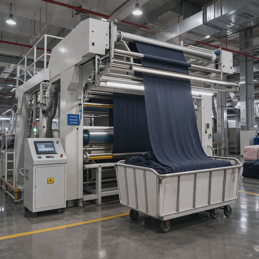 Fabric finishing and performance control for stable textile manufacturing capability in bulk production