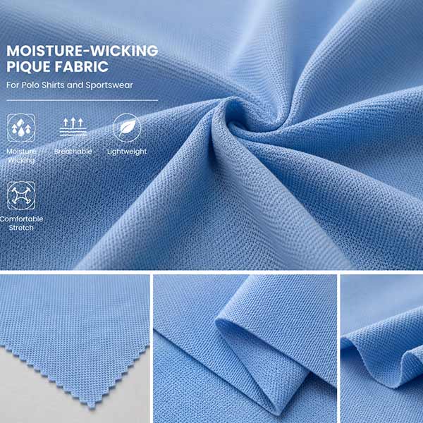 Moisture Wicking Pique Fabric for Polo Shirts and Sportswear