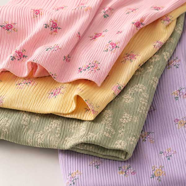 Printed Rib Knit Fabric for Tops and Casual dresses loungewear